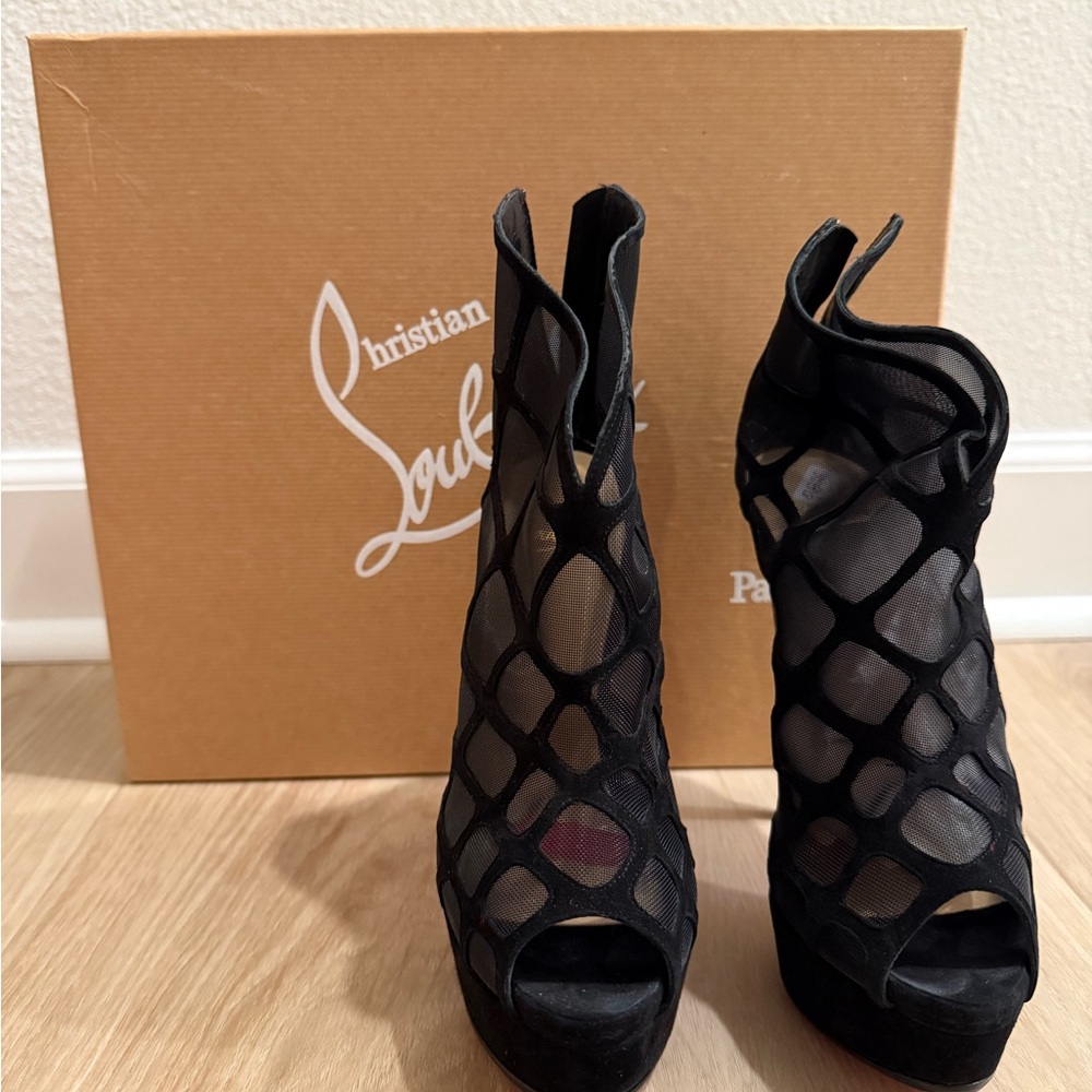 Christian Louboutin Black Mesh Heels